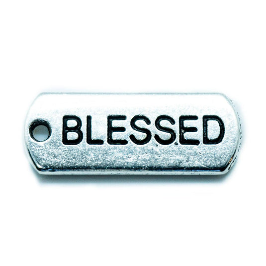 Inspirational Message Pendant 21mm x 8mm x 2mm Blessed - Affordable Jewellery Supplies
