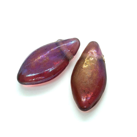 Indian Glass Lampwork Teardrop Bead 25mm Pink AB - Affordable Jewellery Supplies