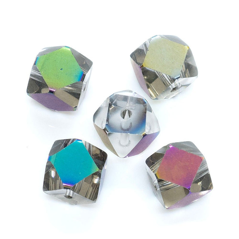 Load image into Gallery viewer, Faceted Cube Bead with AB Finish 8mm Clear AB - Affordable Jewellery Supplies
