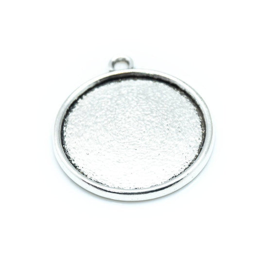Flat Pendant Cabochon Settings 26mm x 23mm x 2mm Tibetan Silver - Affordable Jewellery Supplies