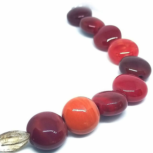 GlaesDesign Handmade Lampwork Glass Beads 18mm x 18mm x 12mm Red - Affordable Jewellery Supplies