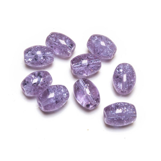 Glass Crackle Oval Beads 6mm x 8mm Lilac - Affordable Jewellery Supplies