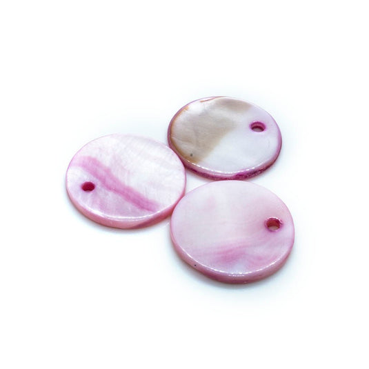 Shell Pendants (Drops) Round 15mm Pink - Affordable Jewellery Supplies