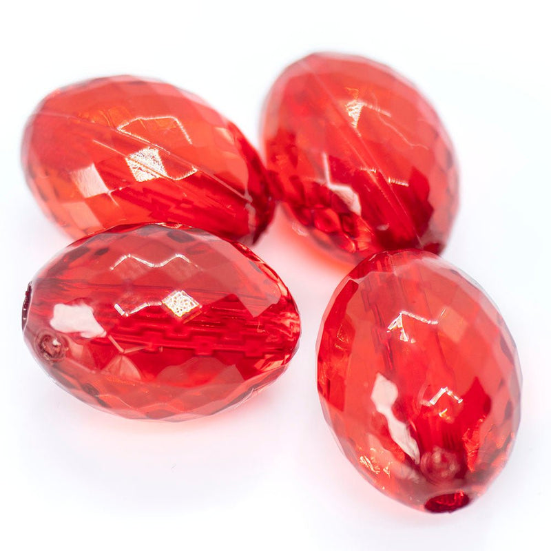 Load image into Gallery viewer, Acrylic Faceted Oval 16mm x 11mm Red - Affordable Jewellery Supplies
