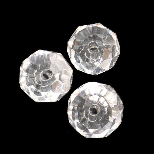 Glass Crystal Faceted Rondelle 8mm x 6mm Clear - Affordable Jewellery Supplies