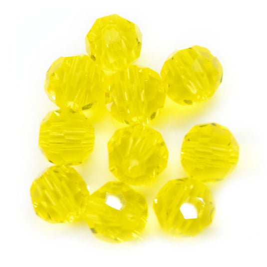 Crystal Glass Faceted Round 6mm Yellow - Affordable Jewellery Supplies