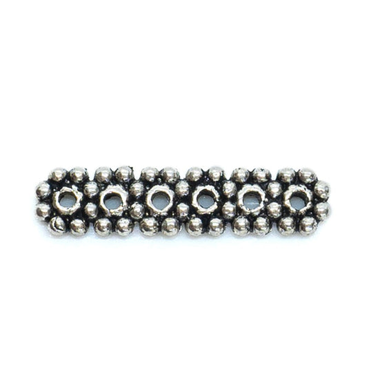 Tibetan Style Six-Hole Spacer Bar 20mm x 4mm Antique Silver - Affordable Jewellery Supplies