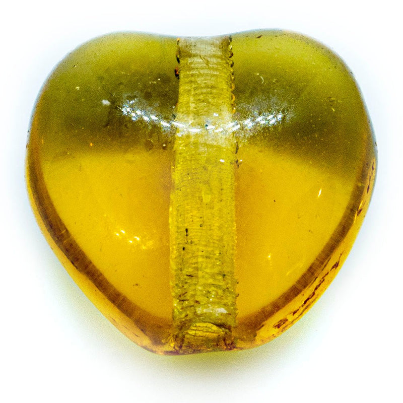 Load image into Gallery viewer, Czech Glass Pressed Heart Bead 8mm x 8mm Topaz - Affordable Jewellery Supplies
