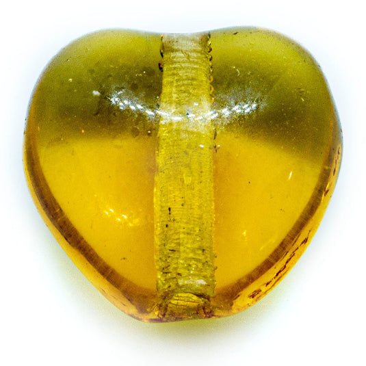 Czech Glass Pressed Heart Bead 8mm x 8mm Topaz - Affordable Jewellery Supplies