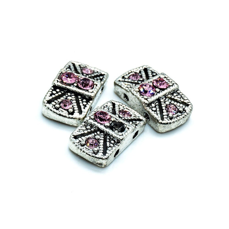 Load image into Gallery viewer, Spacer Bead with Swarovski Rectangle 14mm x 8mm x 4mm Light Rose - Affordable Jewellery Supplies
