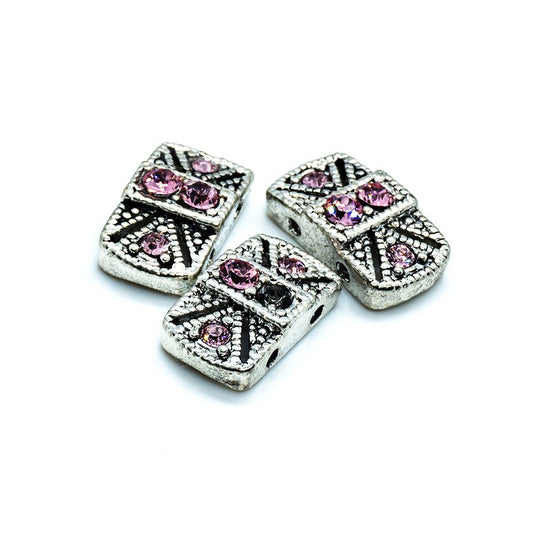 Spacer Bead with Swarovski Rectangle 14mm x 8mm x 4mm Light Rose - Affordable Jewellery Supplies