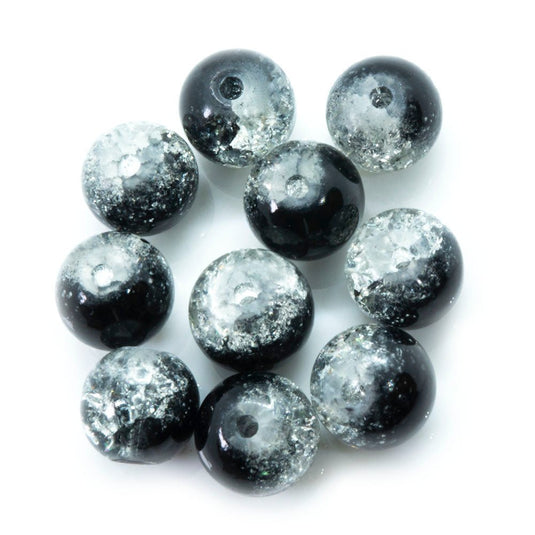 Glass Crackle Beads 8mm Black - Affordable Jewellery Supplies