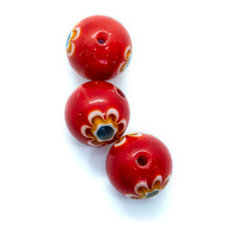 Load image into Gallery viewer, Millefiori Glass Round Bead 10mm Blue and Red - Affordable Jewellery Supplies
