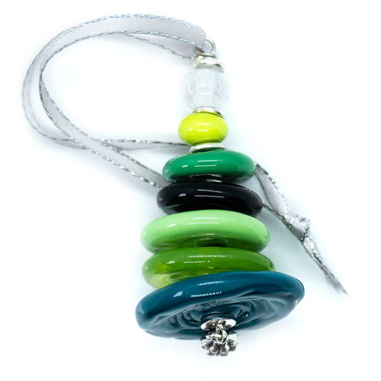 Lampwork Christmas Tree Ornament 60mm x 30mm Green - Affordable Jewellery Supplies