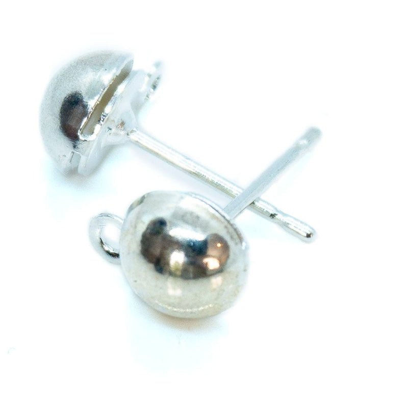 Load image into Gallery viewer, Half Ball Earring Stud Post With Closed Loop 6mm Silver - Affordable Jewellery Supplies
