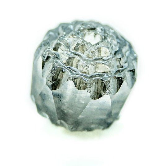 Czech Glass Firepolished Lamp Bead 8mm x 8mm Crystal Labrador & Silver - Affordable Jewellery Supplies