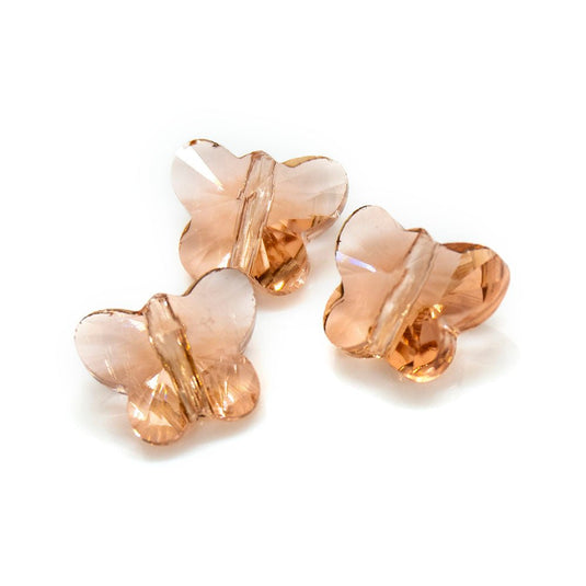 Transparent Faceted Glass Butterfly 10mm x 8mm x 6mm Peach - Affordable Jewellery Supplies