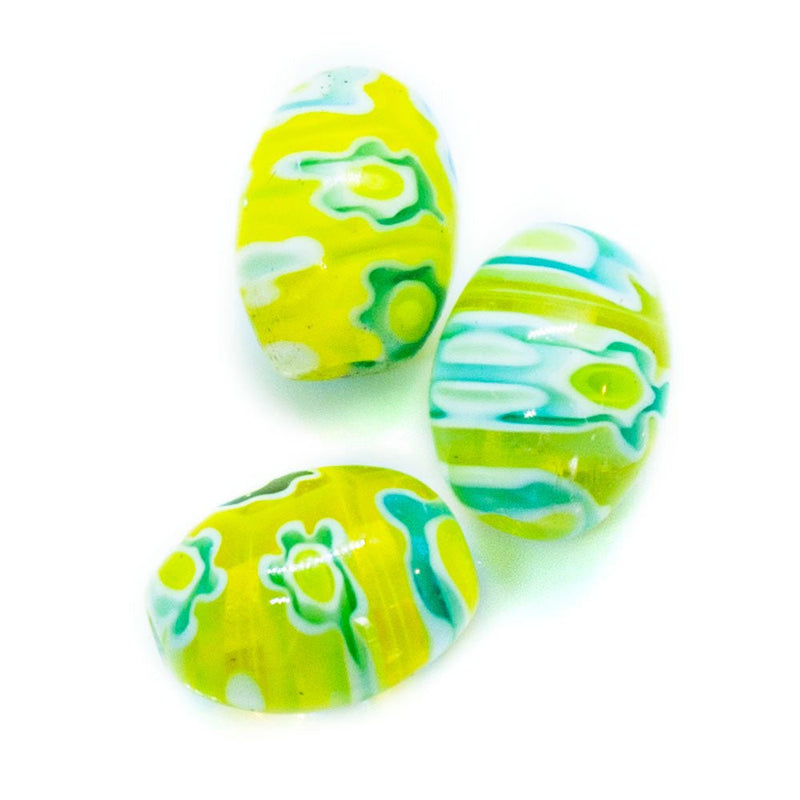 Load image into Gallery viewer, Millefiori Glass Oval 8mm x 6mm Lime - Affordable Jewellery Supplies
