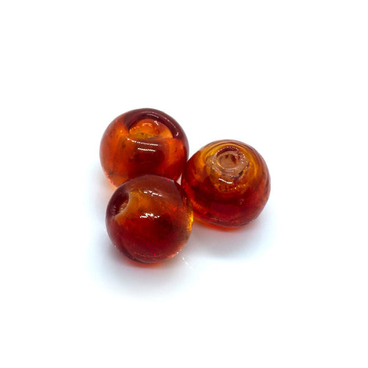 Lampwork Glass Silver Foil Round Beads 10mm Red - Affordable Jewellery Supplies