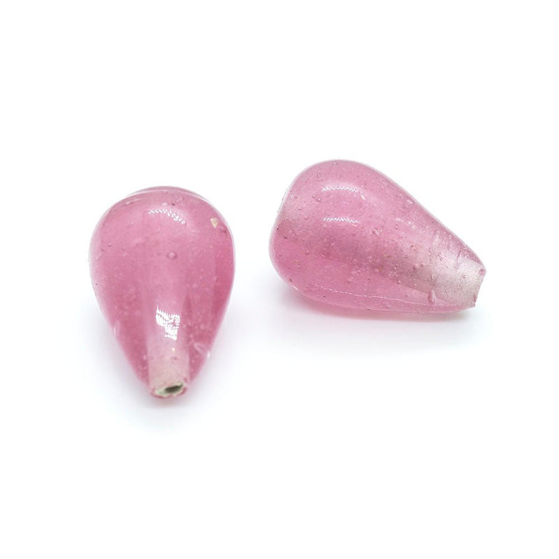 Load image into Gallery viewer, Indian Glass Lampwork Teardrop 20mm x 15mm Pink - Affordable Jewellery Supplies
