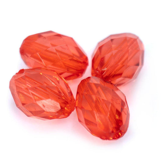 Acrylic Faceted Oval 14mm x 10mm Red - Affordable Jewellery Supplies