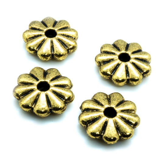 Rondelle Flat Flower 9mm Antique gold - Affordable Jewellery Supplies