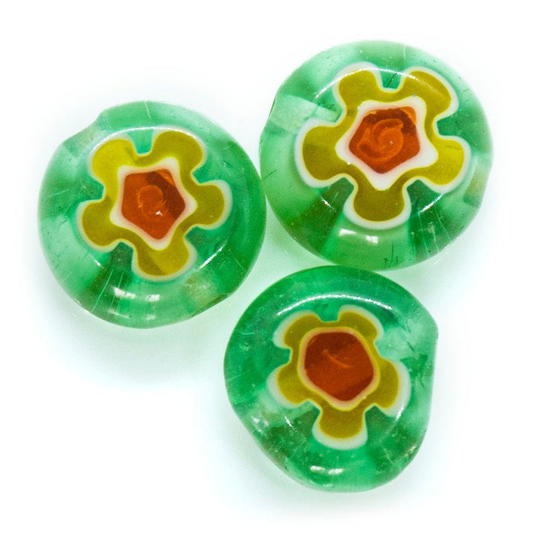 Load image into Gallery viewer, Millefiori Glass Coin Bead 8mm Light Green - Affordable Jewellery Supplies
