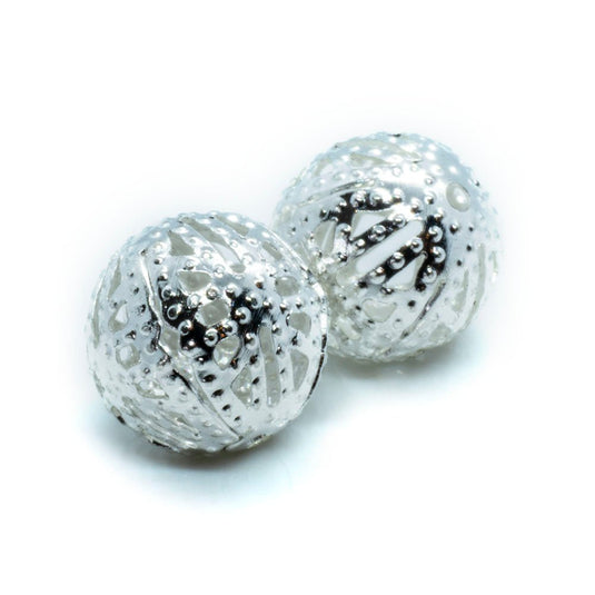 Filigree Round Metal Bead 10mm Silver - Affordable Jewellery Supplies