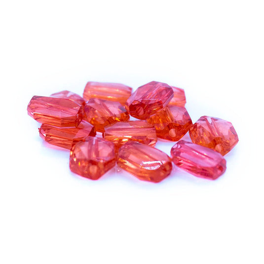 Acrylic Transparent Faceted Rectangle 10mm x 12mm Light red - Affordable Jewellery Supplies