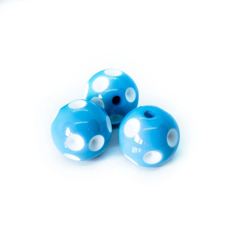 Load image into Gallery viewer, Bubblegum Acrylic Polka Dot Beads 20mm Pale Blue - Affordable Jewellery Supplies
