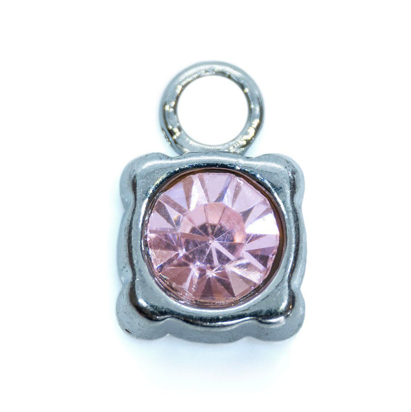 Load image into Gallery viewer, Rhinestone Square Pendant Charm 12mm x 7mm Light Pink - Affordable Jewellery Supplies
