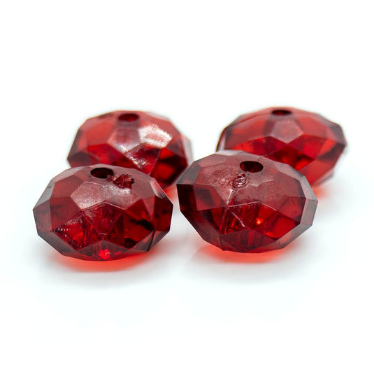 Acrylic Faceted Rondelle 12mm x 7mm Ruby - Affordable Jewellery Supplies