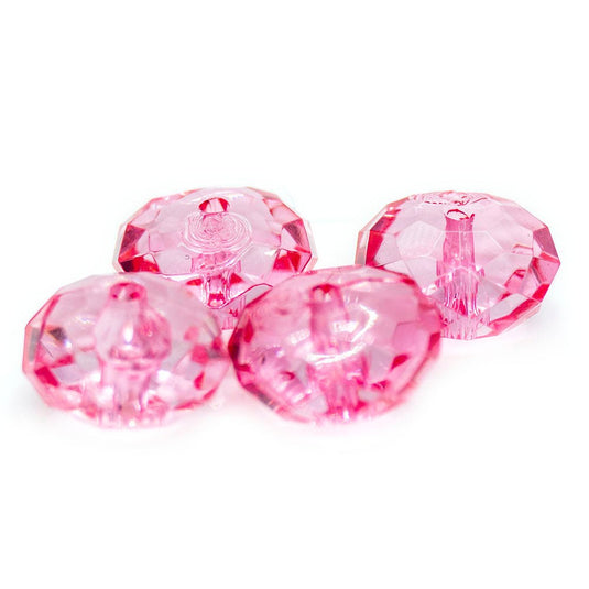 Acrylic Faceted Rondelle 12mm x 7mm Dark Pink - Affordable Jewellery Supplies