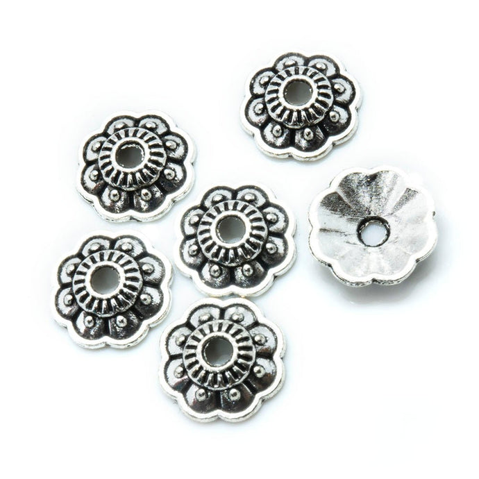 Tibetan Silver Flower Bead Caps 11mm Tibetan Silver - Affordable Jewellery Supplies