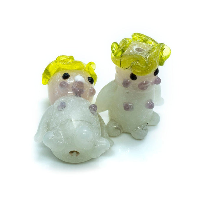 Angel lampwork bead 18mm x 25mm Yellow and White - Affordable Jewellery Supplies