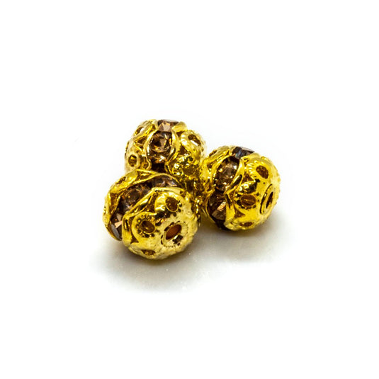 Rhinestone Ball 6mm Gold Lavender - Affordable Jewellery Supplies