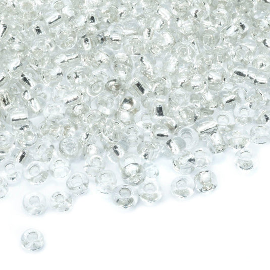 Silver Lined Seed Beads 11/0 Clear - Affordable Jewellery Supplies