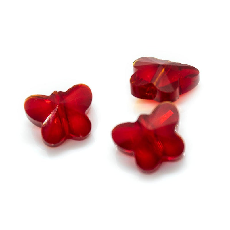 Load image into Gallery viewer, Transparent Faceted Glass Butterfly 10mm x 8mm x 6mm Red - Affordable Jewellery Supplies
