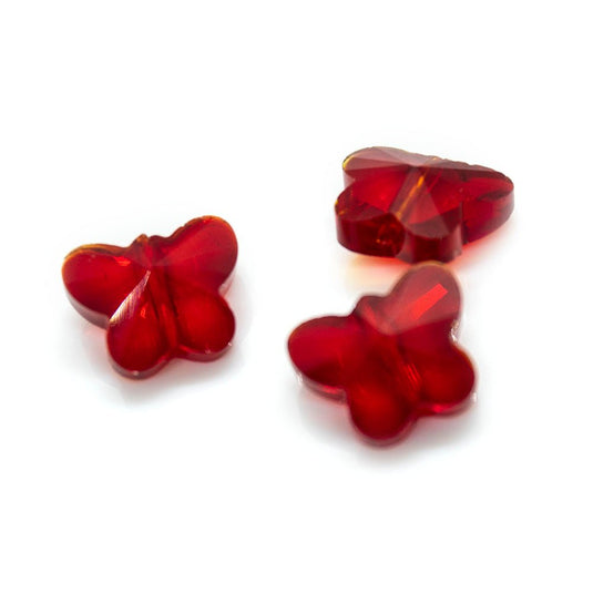 Transparent Faceted Glass Butterfly 10mm x 8mm x 6mm Red - Affordable Jewellery Supplies