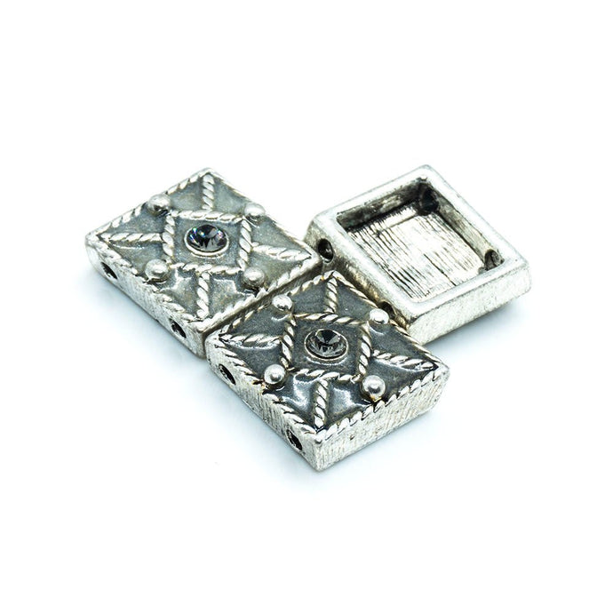 Spacer Bead with Swarovski Square 11mm x 11mm Black diamond - Affordable Jewellery Supplies