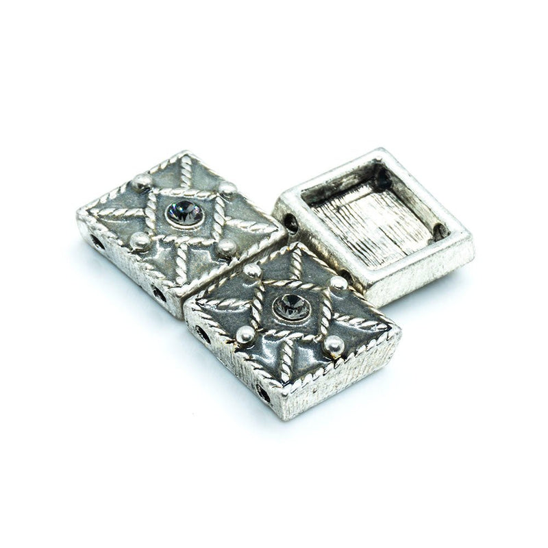 Load image into Gallery viewer, Spacer Bead with Swarovski Square 11mm x 11mm Black diamond - Affordable Jewellery Supplies
