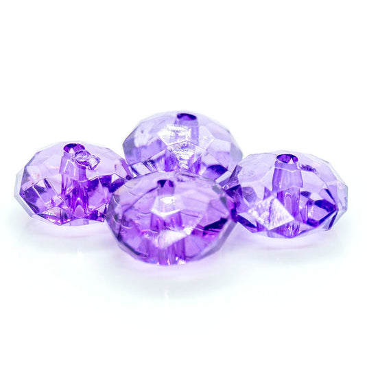 Acrylic Faceted Rondelle 12mm x 7mm Light Purple - Affordable Jewellery Supplies
