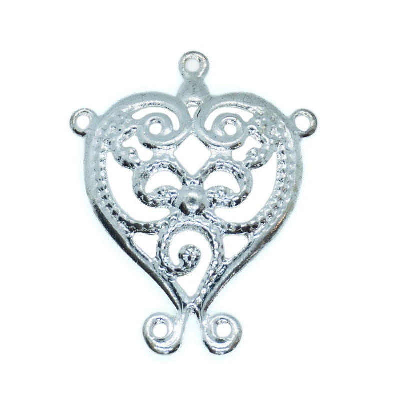 Load image into Gallery viewer, Filigree Heart With Swirl Charm 15mm x 13mm Silver - Affordable Jewellery Supplies
