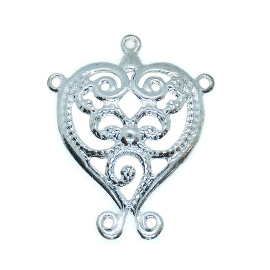 Filigree Heart With Swirl Charm 15mm x 13mm Silver - Affordable Jewellery Supplies