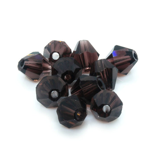 Crystal Glass Faceted Bicone 3mm Dark Amethyst - Affordable Jewellery Supplies