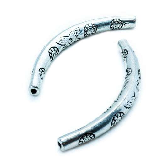 Tibetan Silver Curved Tube 46mm x 3mm 46x3mm - Affordable Jewellery Supplies
