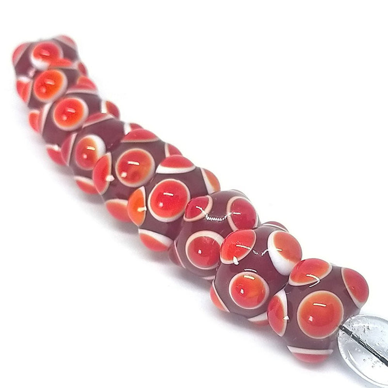 Load image into Gallery viewer, GlaesDesign Handmade Lampwork Beads with Dots 16mm x 11mm Red - Affordable Jewellery Supplies
