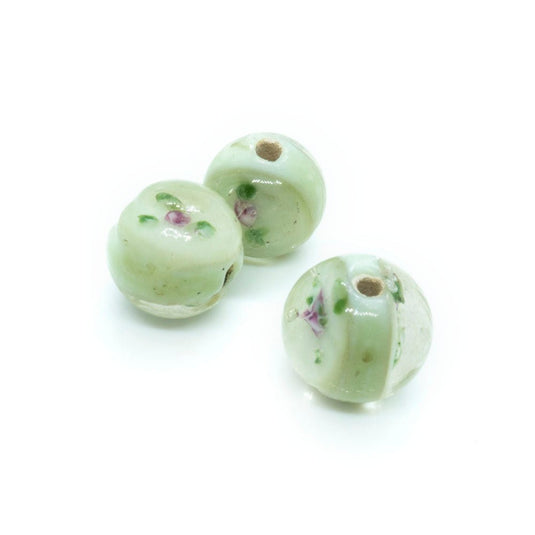Indian Glass Lampwork Round 14mm Sage - Affordable Jewellery Supplies