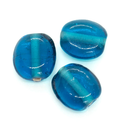 Indian Glass Lampwork Flat Oval Bead 15mm x 12mm x 6mm Sapphire - Affordable Jewellery Supplies