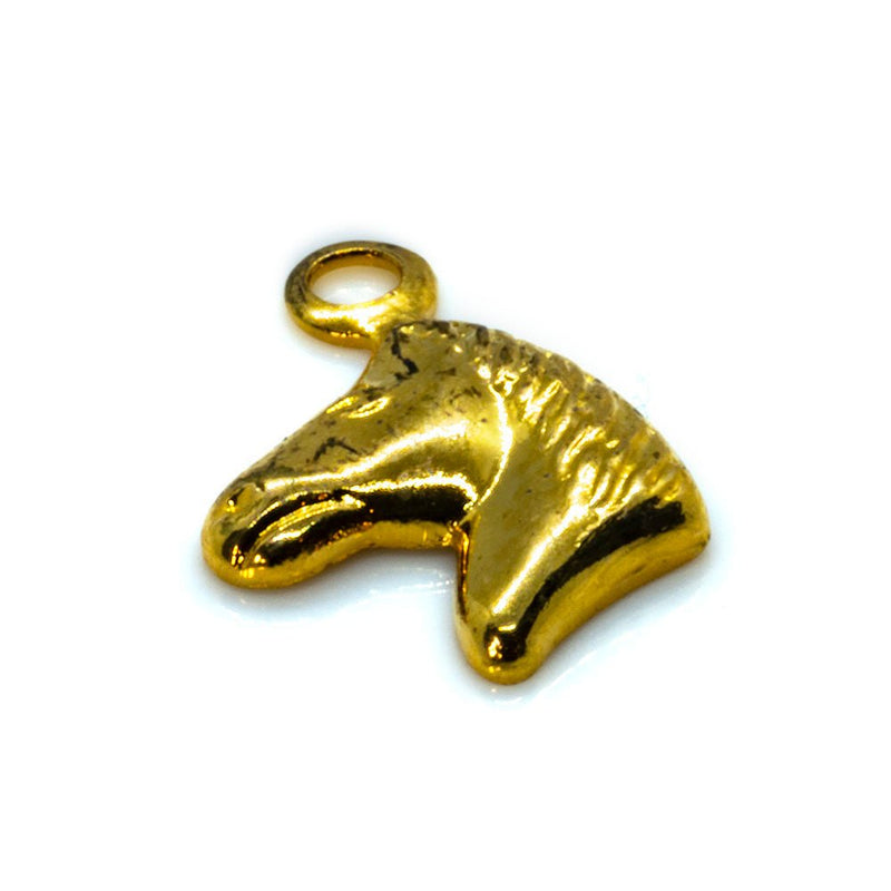Load image into Gallery viewer, Horse Head Charm 6mm x 6mm Gold - Affordable Jewellery Supplies
